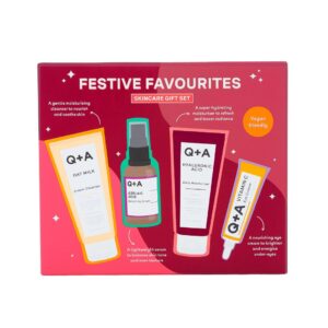 Q+A Festive Favourites Skincare Gift Set (Cream Cleanser 75ml, Serum 30ml, Moisturiser 75ml, Eye Cream 15ml)
