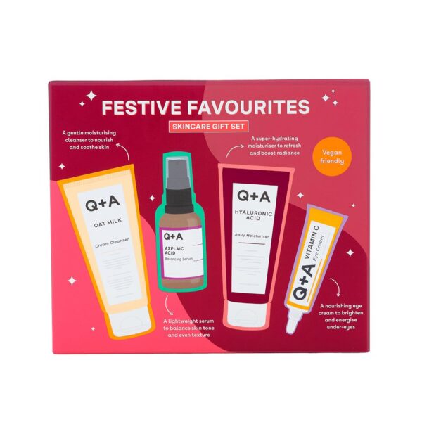 Q+A Festive Favourites Skincare Gift Set (Cream Cleanser 75ml, Serum 30ml, Moisturiser 75ml, Eye Cream 15ml)