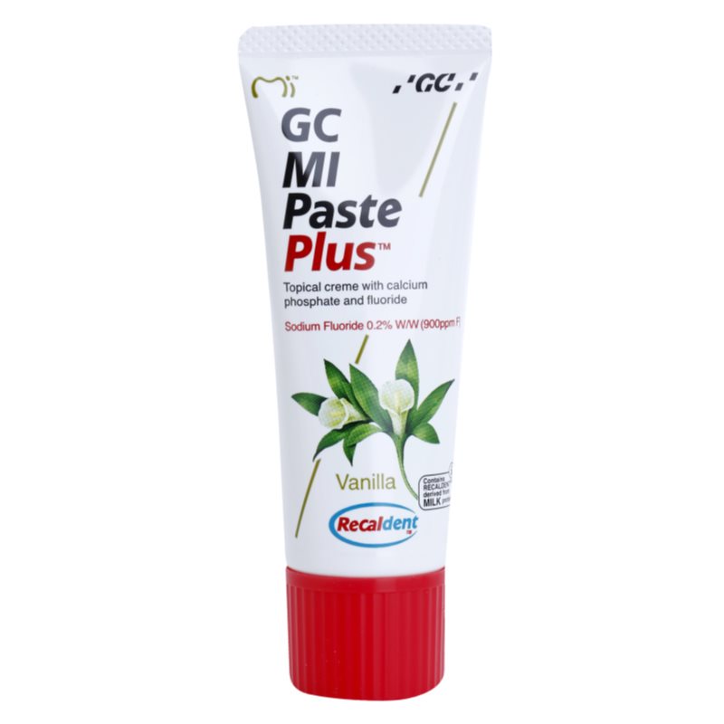 GC MI Paste Plus οργανομεταλλική προστατευτική κρέμα για τα δόντια με φθόριο γεύση Vanilla 35 μλ