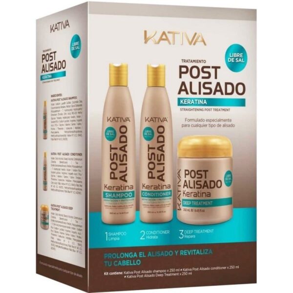 Kativa Straightening Post Treatment Kit (Shampoo 250ml, Conditioner 250ml & Treatment 250ml)