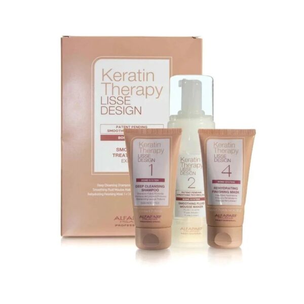 Alfaparf Milano Professional Keratin Therapy Lisse Design Smoothing Treatment Kit Express (Shampoo 40ml, Mousse 100ml & Mask 40ml)