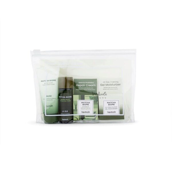 Heimish Matcha Biome Mini Kit (Hydrating Toner 30ml, Cleansing Foam 30ml, Repair Cream 5ml & Gel Moisturizer 5ml)