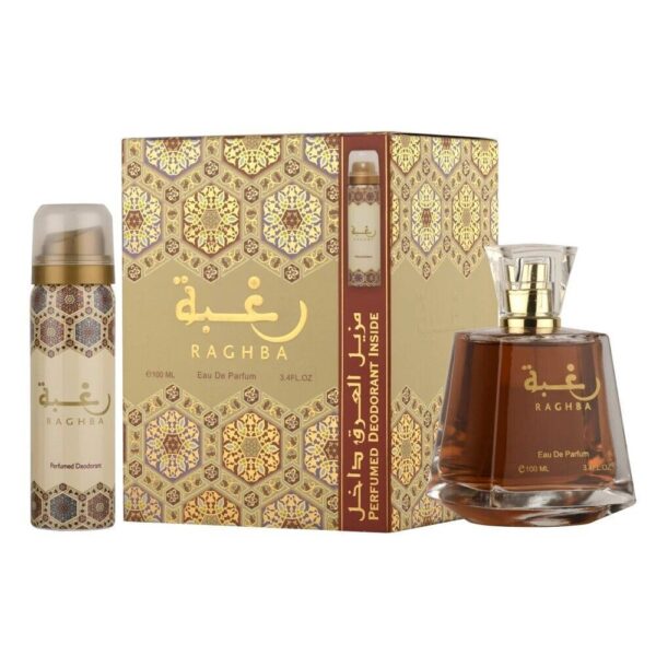 Lattafa Raghba Eau De Parfum (100ml) + Perfumed Deodorant (50ml)