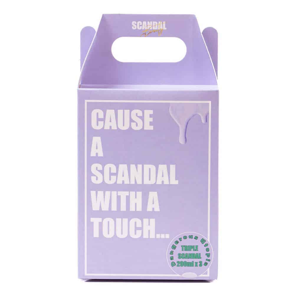 Scandal beauty gift set body scrub 200 ml, body shimmer lotion 200ml, body mist 200ml με άρωμα indulging