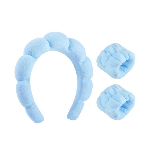 Bobby Warren Solid Bath Headband & Wrist Band Set - Blue (3pcs)