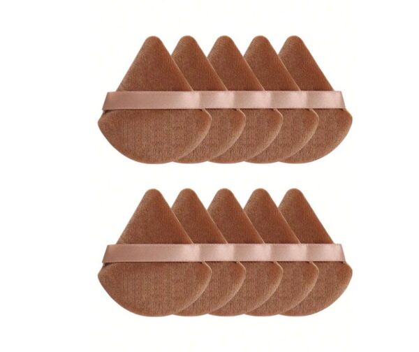 Bobby Warren Triangle Shaped Velvet Powder Puffs - Brown (10pcs)